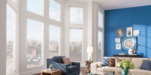 white shutters in a posh NYC apartment