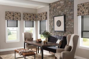 motorized solar shades in a posh Hamptons sitting room